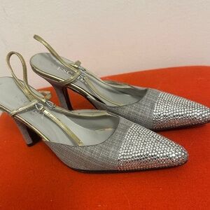 Escada Swarovski crystal Elegant Silver Women's Heels size 6